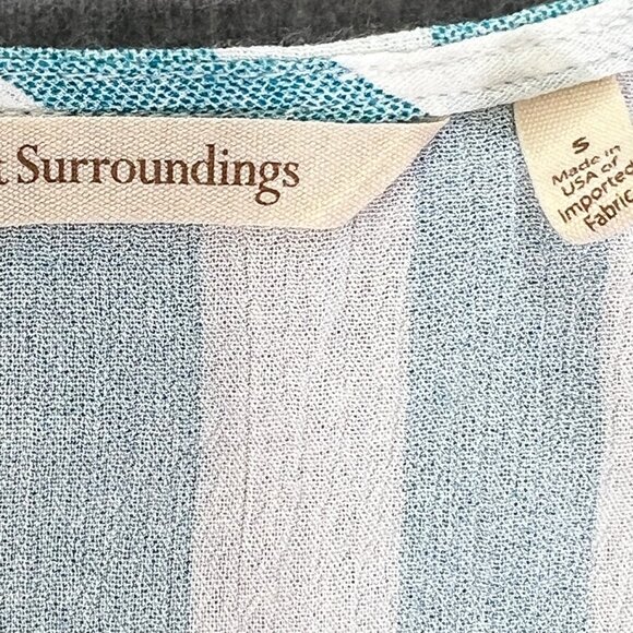 Soft Surroundings Women's Striped Tee Shirt Aqua & White Size Small - Picture 2 of 7